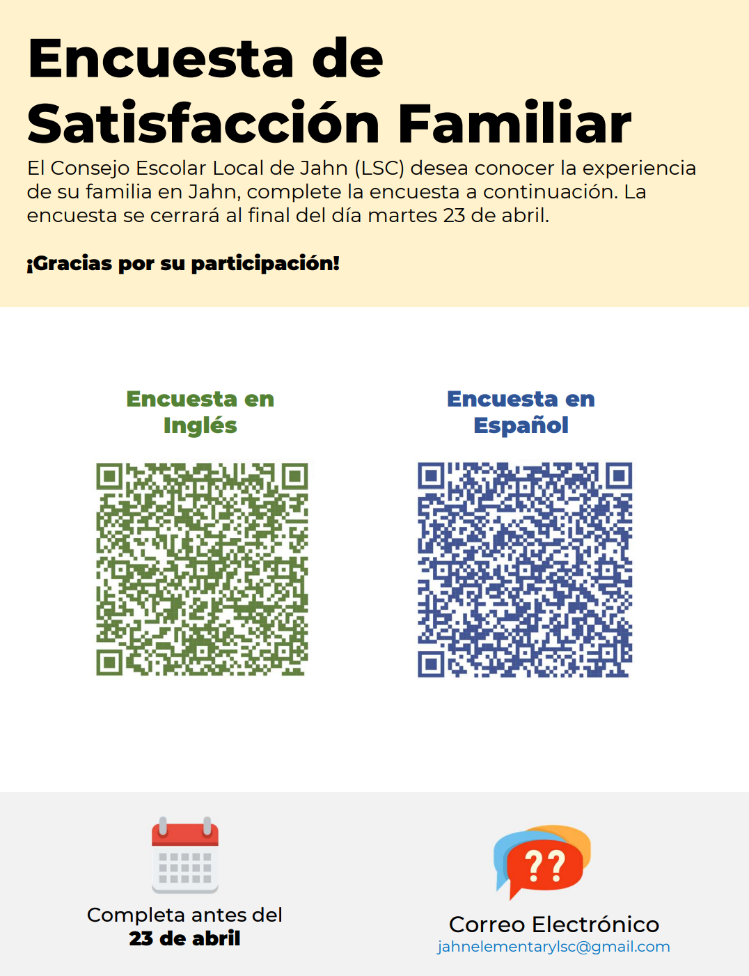 Satisfaction survey in Spanish